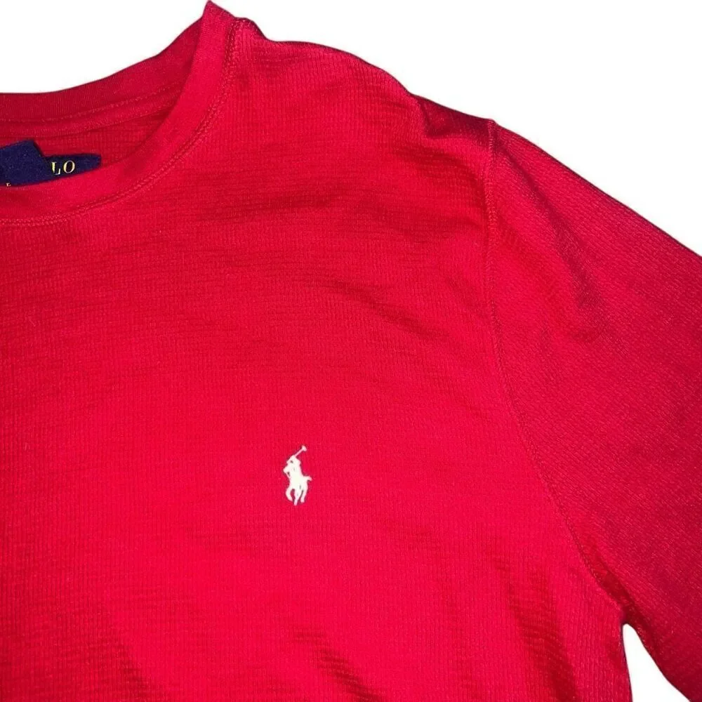 POLO RALPH LAUREN Men’s Red Knitted Long Sleeve Sleepwear Shirt Size L